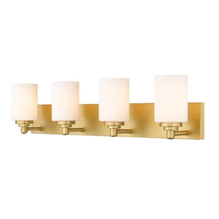 Z-Lite Soledad Vanity, 4-Light, 31.5 In.W x 6 In.L x 7.5 In.H, Brushed Gold/White 485-4V-BG